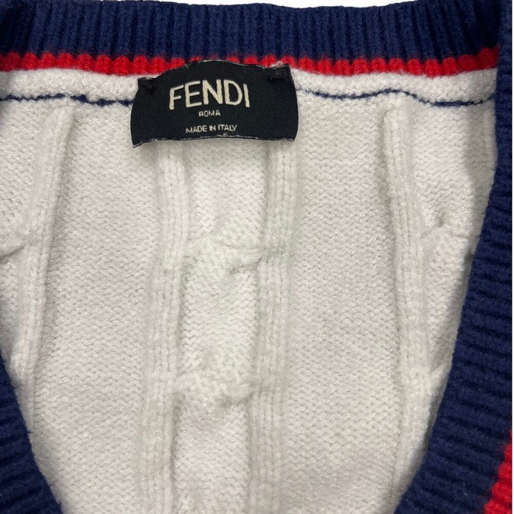 Fendi Roma Cable Knit Wool Sweater Off White Small Italy - Picture 3 of 5